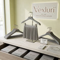 Vexluri™ The Veil Collection Luxury Dress &amp; Skirt Hangers with Clips – Premium Nordic Minimalist Non-Slip Coat &amp; Trouser Hangers, Matte Grey Edition