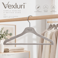 Vexluri™ Premium Non-Slip Velvet Clothes Hangers, Heavy-Duty Space-Saving Suit &amp; Coat Hangers with Notches (Grey)