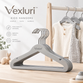 Vexluri™ Premium Kids Clothes Hangers – Smooth Finish Baby &amp; Toddler Hangers with 360° Swivel Metal Hooks and Shoulder Notches, Gentle on Delicate Garments (Nordic Gray)
