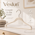 Vexluri™ Premium Slim Velvet Clothes Hangers, Non-Slip Space-Saving Coat Hangers with 360° Swivel Hook, Ivory Cream