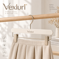 Vexluri™ Nordic Wooden Skirt &amp; Pants Hangers with Adjustable Clips, Matte Cream &amp; Champagne Gold