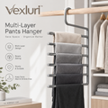 Vexluri™ 6-Tier Multi-Layer Pants Hanger – Heavy-Duty Space-Saving Closet Organizer for Jeans, Trousers &amp; Scarves