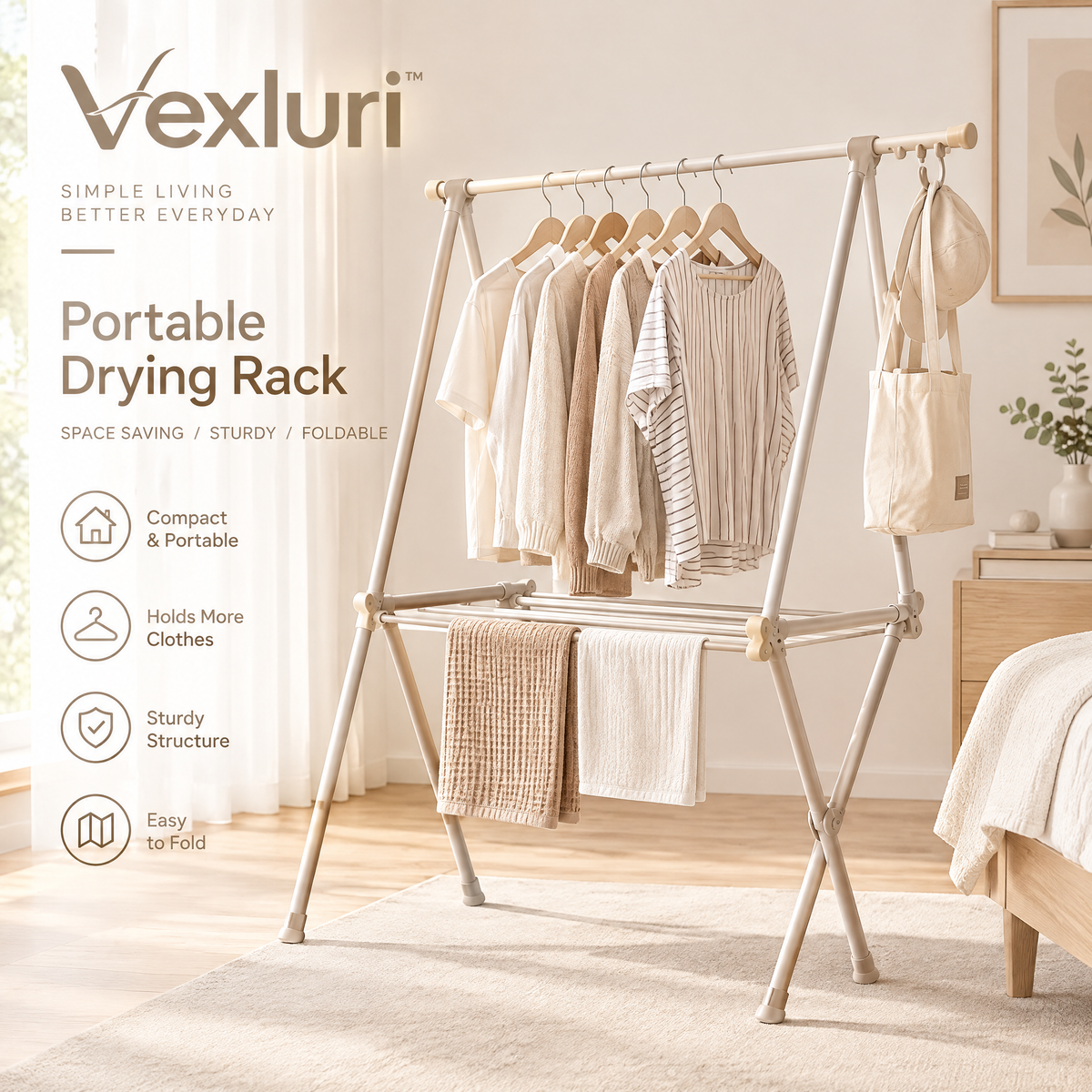Vexluri™ Premium Kids Clothes Hangers – Smooth Finish Baby &amp; Toddler Hangers with 360° Swivel Metal Hooks and Shoulder Notches, Gentle on Delicate Garments (Nordic Gray)