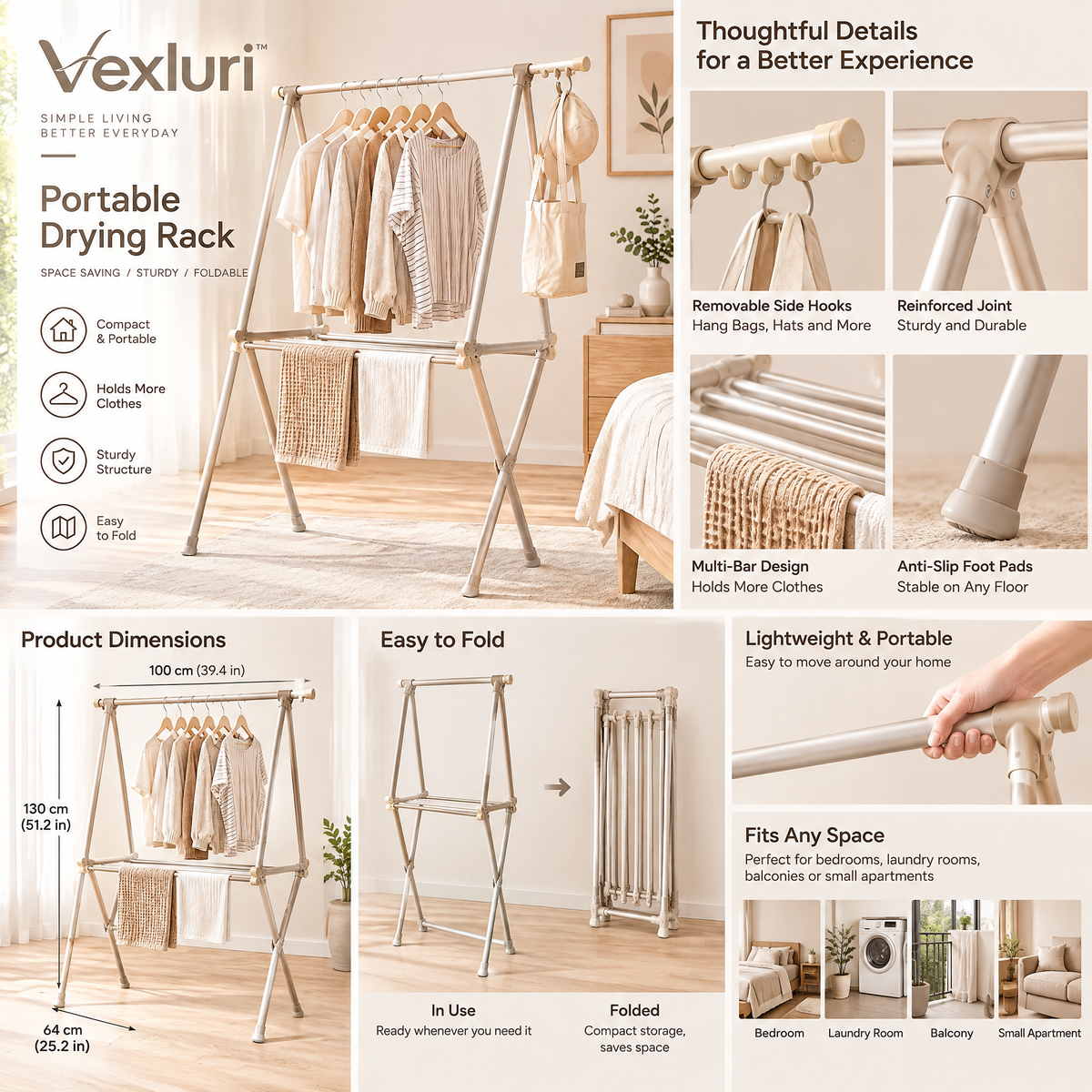 Vexluri™ Premium Kids Clothes Hangers – Smooth Finish Baby &amp; Toddler Hangers with 360° Swivel Metal Hooks and Shoulder Notches, Gentle on Delicate Garments (Nordic Gray)