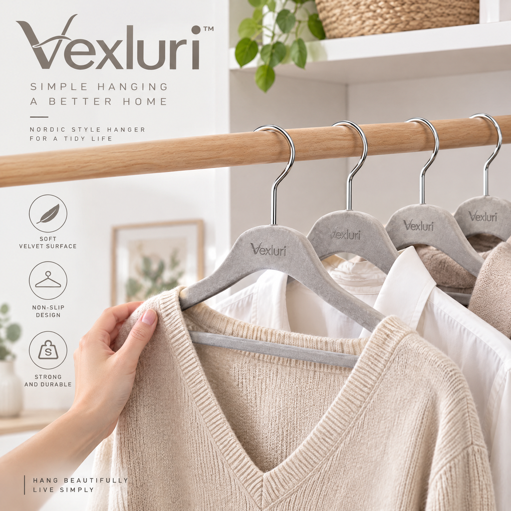 Vexluri™ Premium Non-Slip Velvet Clothes Hangers, Heavy-Duty Space-Saving Suit &amp; Coat Hangers with Notches (Grey)