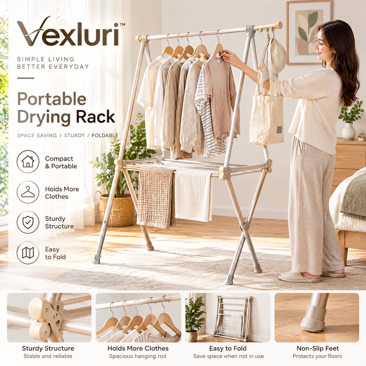 Vexluri™ Premium Kids Clothes Hangers – Smooth Finish Baby &amp; Toddler Hangers with 360° Swivel Metal Hooks and Shoulder Notches, Gentle on Delicate Garments (Nordic Gray)
